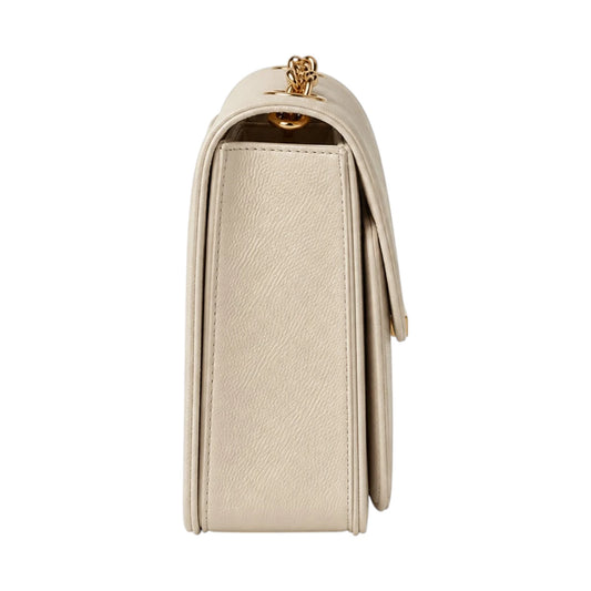 Cornio Beige Chain Flap Crossbody Bag