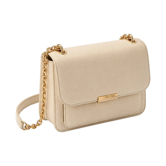 Cornio Beige Chain Flap Crossbody Bag