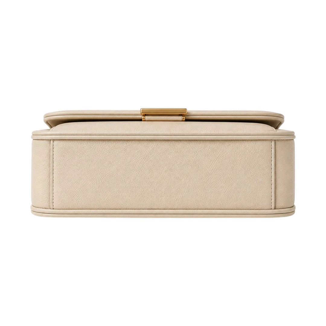 Cornio Beige Chain Flap Crossbody Bag
