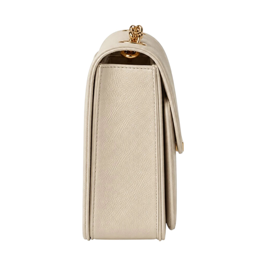 Cornio Beige Chain Flap Crossbody Bag