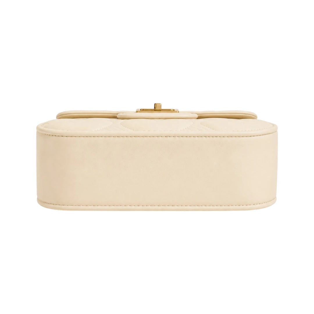 Cornio Cream Heart Quilt Charm Crossbody Bag