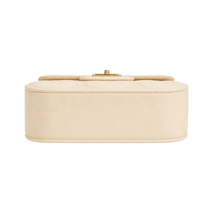 Cornio Cream Heart Quilt Charm Crossbody Bag
