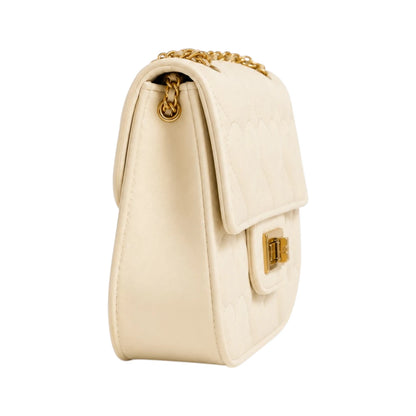 Cornio Cream Heart Quilt Charm Crossbody Bag