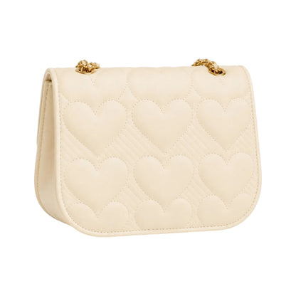 Cornio Cream Heart Quilt Charm Crossbody Bag