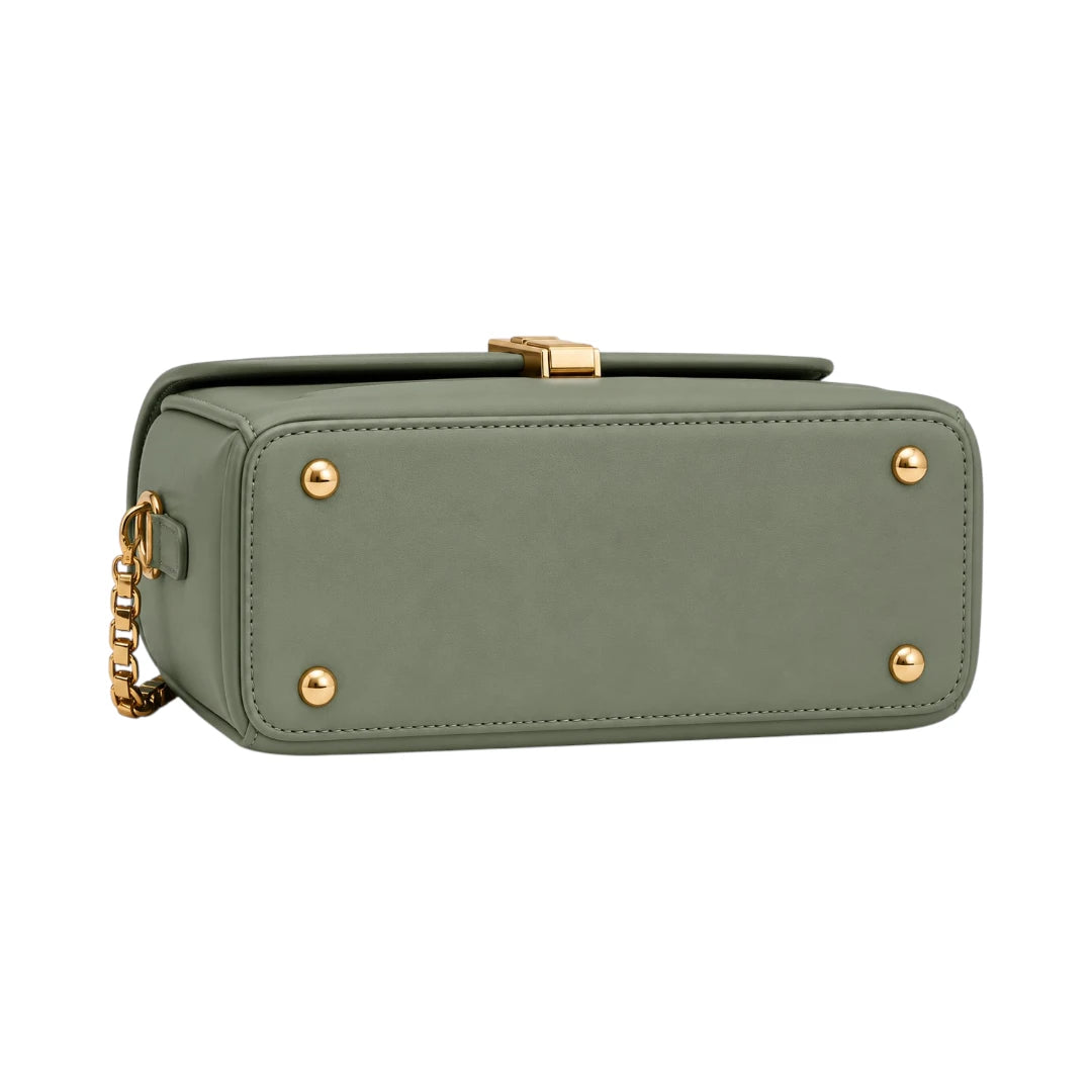 Cornio Green Aurelia Lock Crossbody Bag