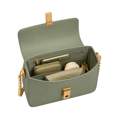 Cornio Green Aurelia Lock Crossbody Bag
