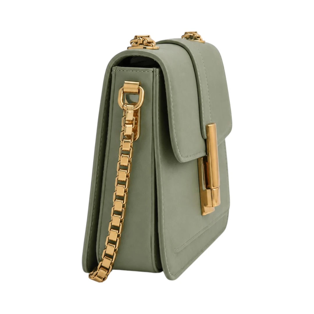Cornio Green Aurelia Lock Crossbody Bag