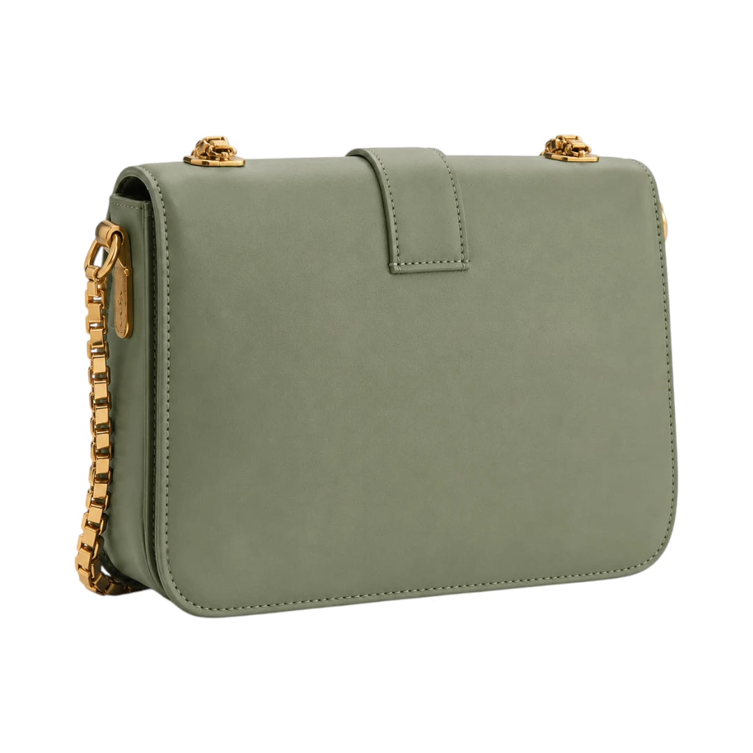 Cornio Green Aurelia Lock Crossbody Bag