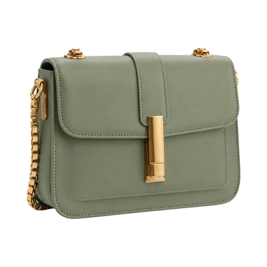 Cornio Green Aurelia Lock Crossbody Bag