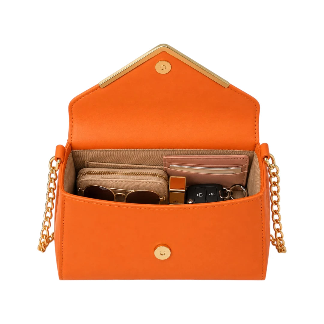 Cornio Orange V-Flap Crossbody Bag